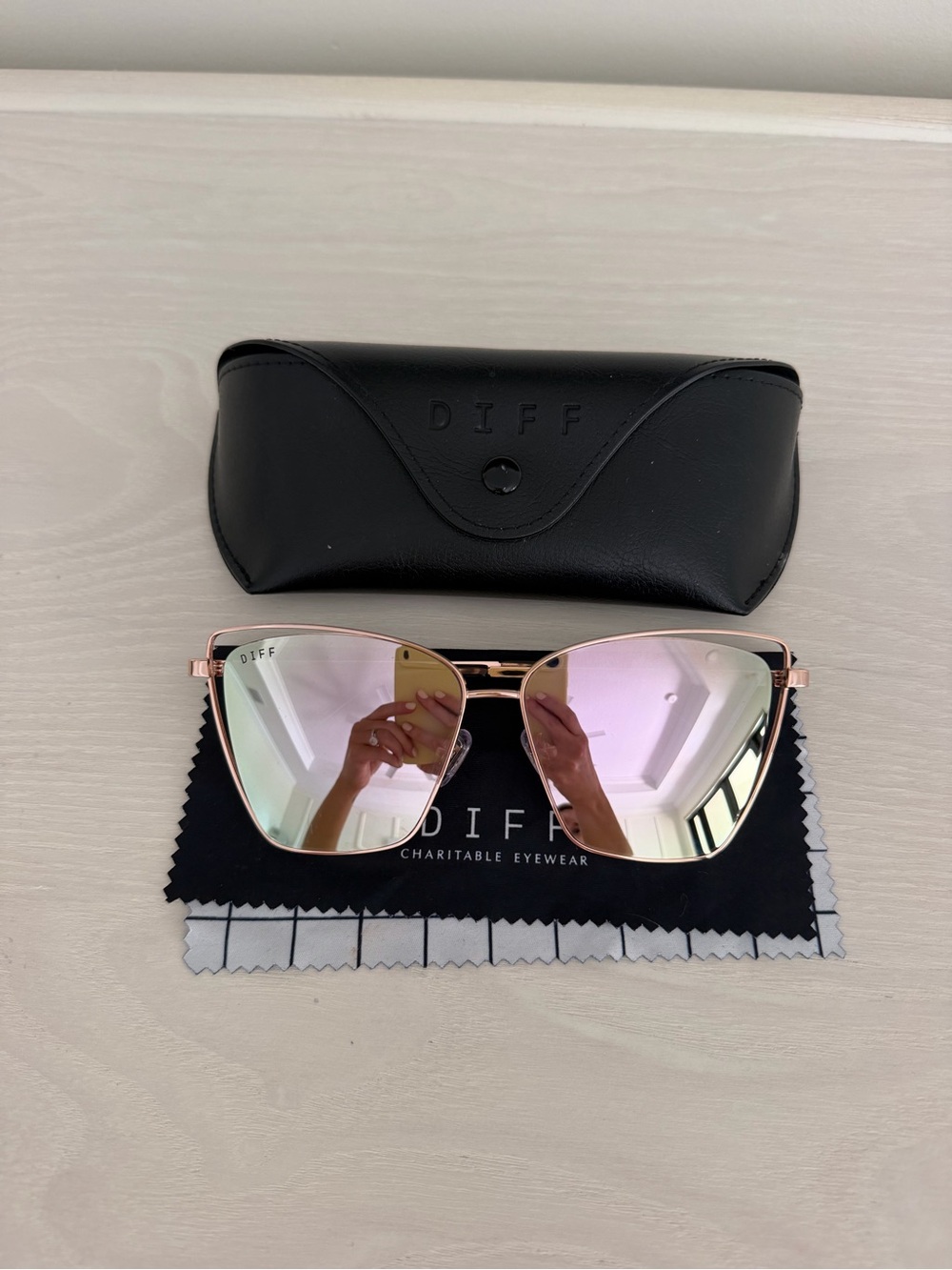 DIFF Becky III Polarized Rose Gold Cat-Eye Sunglasses with Mirror Lenses